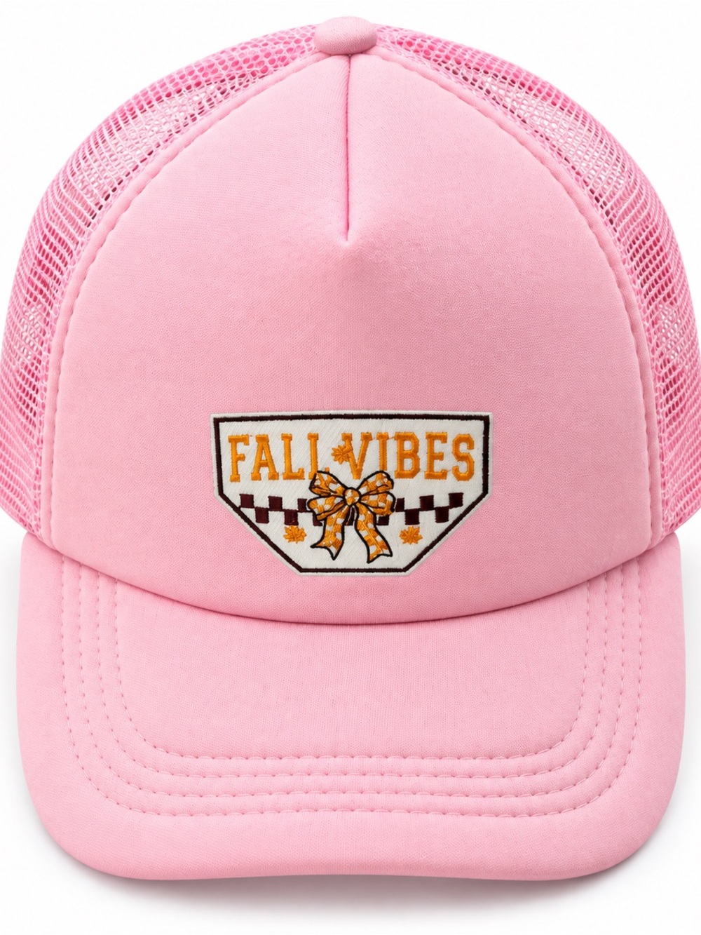 Pink Fall Vibes Bow Mesh Trucker Hat NWOT